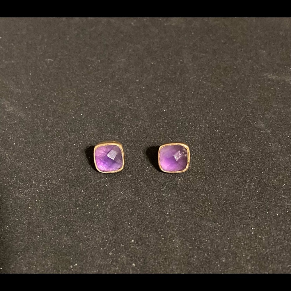3.2 gram Amethyst - Gold plated Earrings
